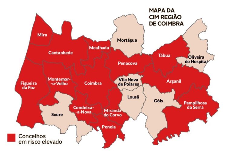 Mais onze municípios da CIM Região de Coimbra na lista “vermelha” do Governo