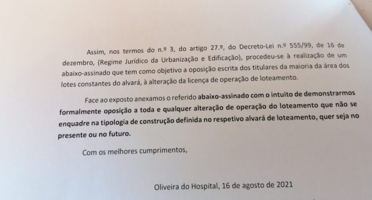 Moradores do “Chão da Bispa” opõem-se, em abaixo assinado, a posto de combustível que Fernando Tavares Pereira queria instalar