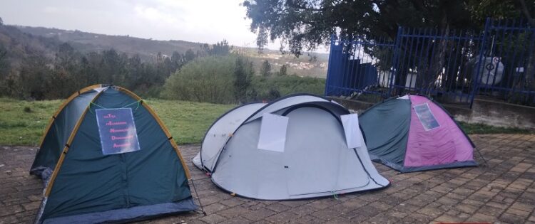 Seia: Professores montam tendas à porta da escola em protesto