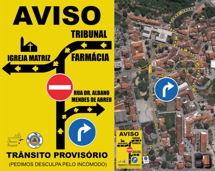 Trânsito vai estar cortado, a partir de amanhã, em “pequeno troço” do Centro Histórico de Oliveira do Hospital
