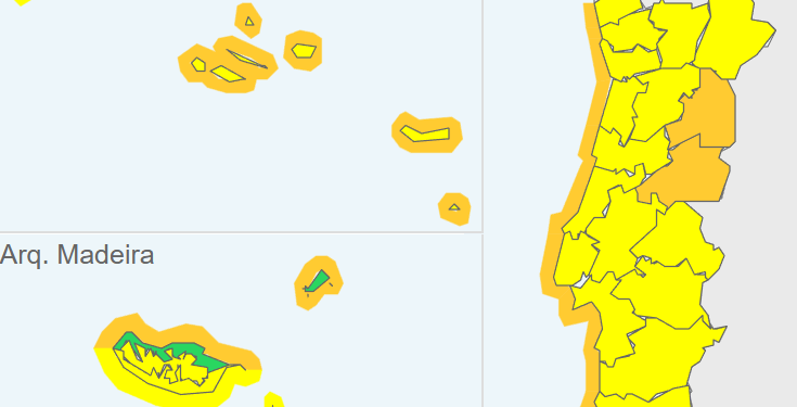 Depressão Leonardo coloca todos os distritos de Portugal continental ‘a amarelo’ por causa da chuva